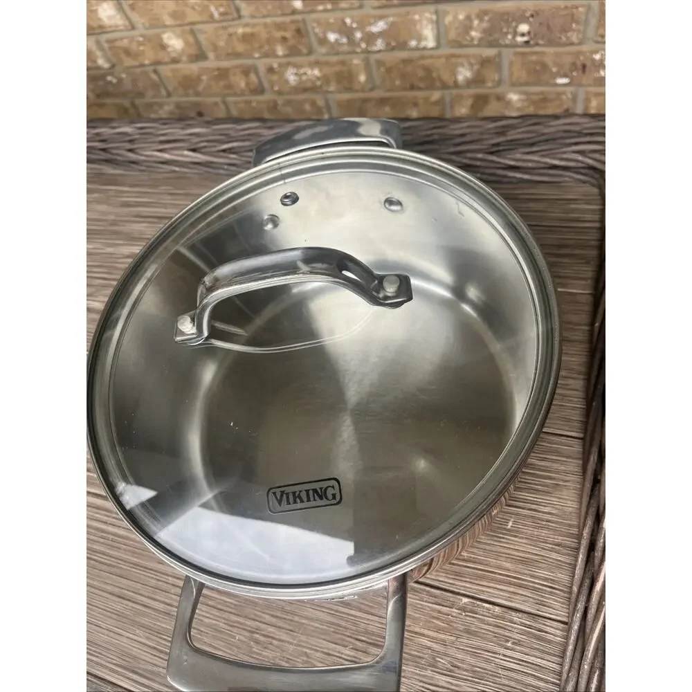 Viking Pro-Grade 4 Qt 3-Ply Copper Clad Stock Pot Stainless Interior + Glass Lid